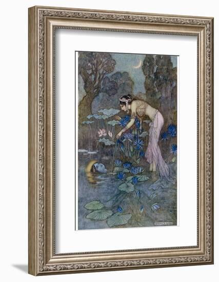 Sita Finds Rama (Seventh Avatar of Vishnu) Among the Lotus Blooms-Warwick Goble-Framed Photographic Print