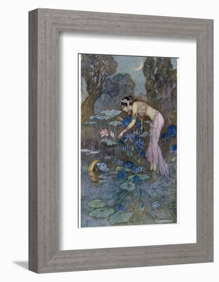 Sita Finds Rama (Seventh Avatar of Vishnu) Among the Lotus Blooms-Warwick Goble-Framed Photographic Print