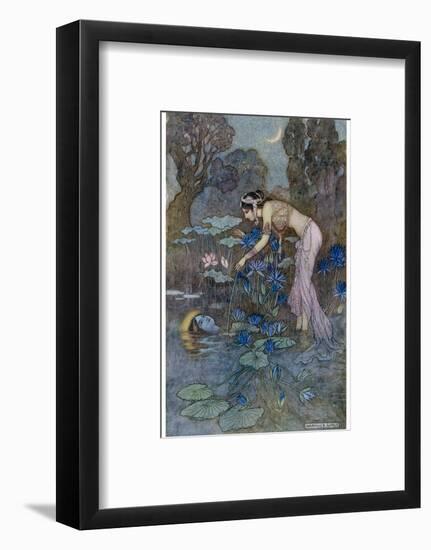 Sita Finds Rama (Seventh Avatar of Vishnu) Among the Lotus Blooms-Warwick Goble-Framed Photographic Print