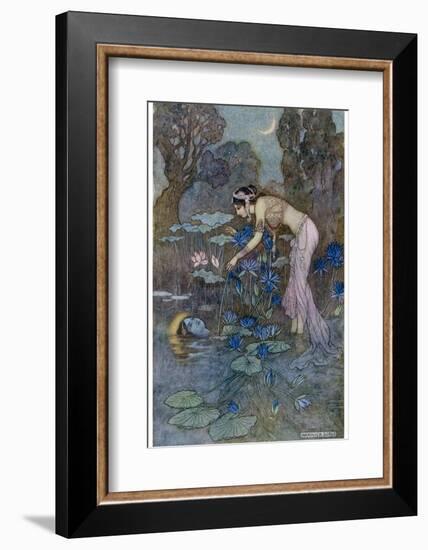 Sita Finds Rama (Seventh Avatar of Vishnu) Among the Lotus Blooms-Warwick Goble-Framed Photographic Print