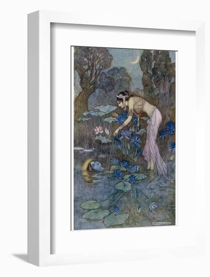 Sita Finds Rama (Seventh Avatar of Vishnu) Among the Lotus Blooms-Warwick Goble-Framed Photographic Print