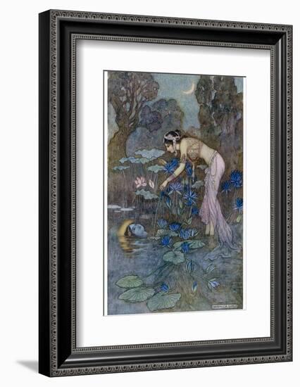 Sita Finds Rama (Seventh Avatar of Vishnu) Among the Lotus Blooms-Warwick Goble-Framed Photographic Print