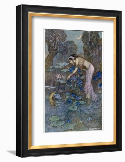 Sita Finds Rama (Seventh Avatar of Vishnu) Among the Lotus Blooms-Warwick Goble-Framed Photographic Print