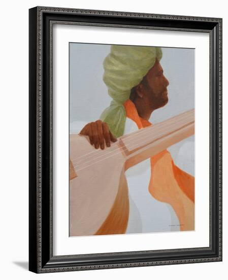 Sitar Player, Green Turban-Lincoln Seligman-Framed Giclee Print