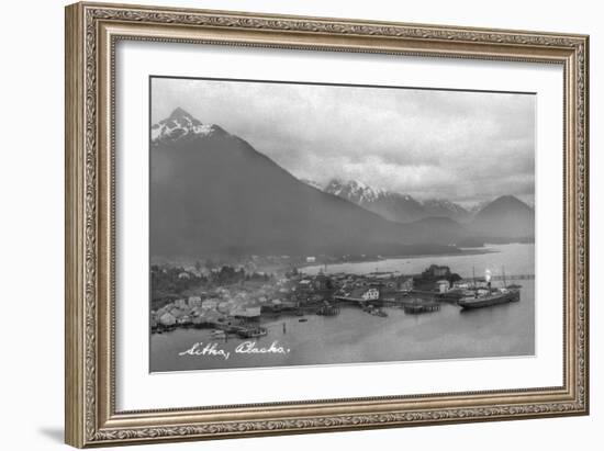 Sitka, Alaska - Aerial Panoramic View of Town-Lantern Press-Framed Art Print