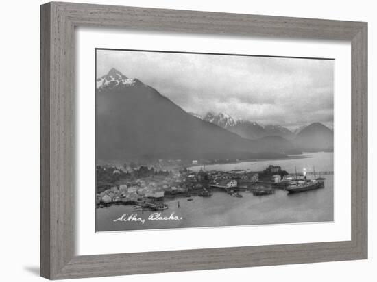 Sitka, Alaska - Aerial Panoramic View of Town-Lantern Press-Framed Art Print