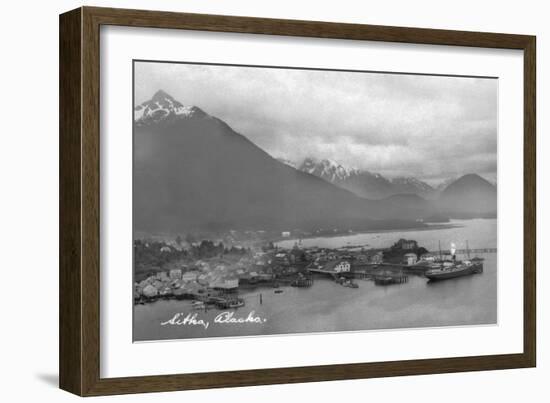 Sitka, Alaska - Aerial Panoramic View of Town-Lantern Press-Framed Art Print