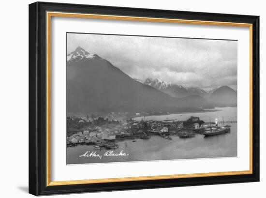 Sitka, Alaska - Aerial Panoramic View of Town-Lantern Press-Framed Art Print