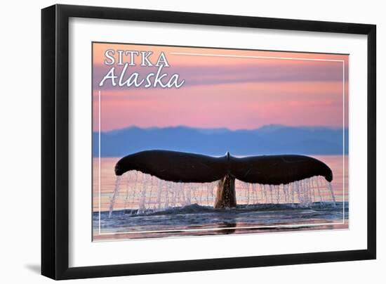 Sitka, Alaska - Humpback Fluke and Sunset-Lantern Press-Framed Art Print