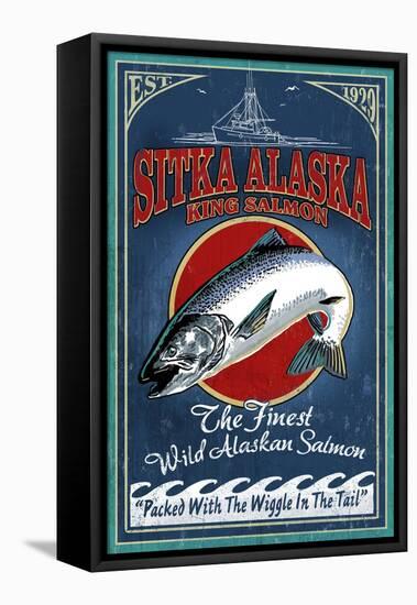 Sitka, Alaska - King Salmon-Lantern Press-Framed Stretched Canvas