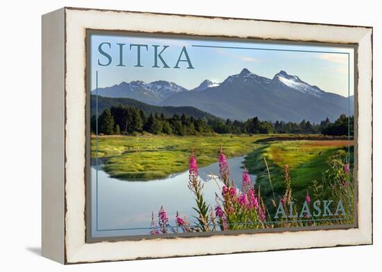 Sitka, Alaska - Mountain Wilderness and Fireweed-Lantern Press-Framed Stretched Canvas