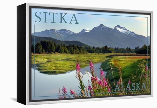 Sitka, Alaska - Mountain Wilderness and Fireweed-Lantern Press-Framed Stretched Canvas