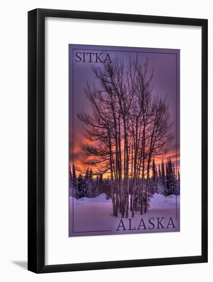 Sitka, Alaska - Tree in Snow-Lantern Press-Framed Art Print