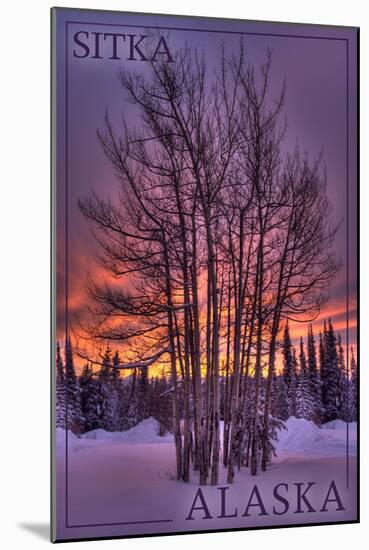 Sitka, Alaska - Tree in Snow-Lantern Press-Mounted Art Print