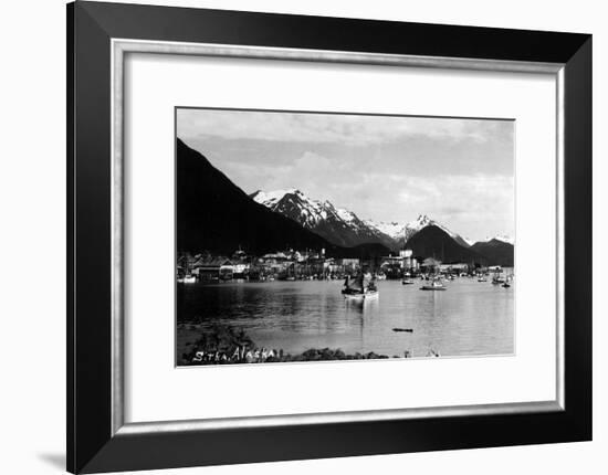 Sitka, Alaska - View of Town from Water-Lantern Press-Framed Art Print