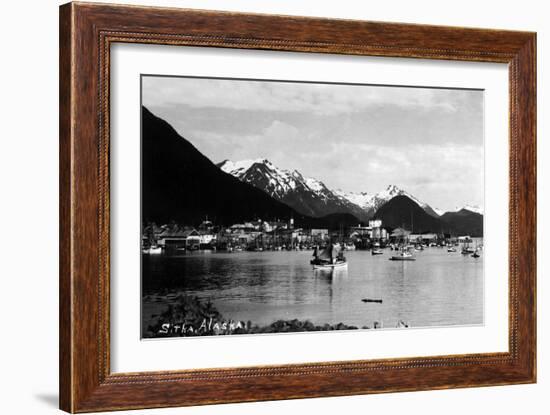 Sitka, Alaska - View of Town from Water-Lantern Press-Framed Art Print