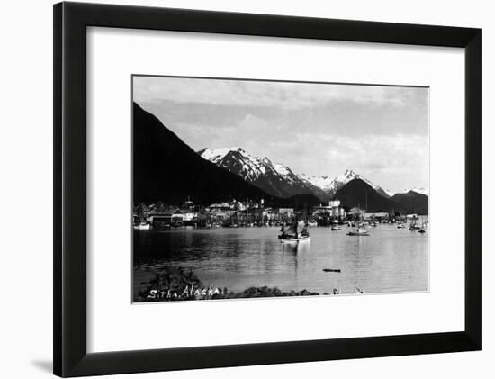 Sitka, Alaska - View of Town from Water-Lantern Press-Framed Art Print