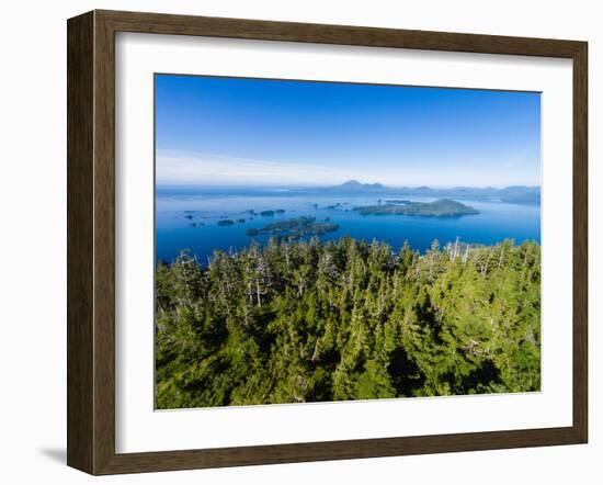 Sitka Sound & Mt. Edgecumbe on Kruzof Island, Baranof Island, Sitka, Alaska, USA-Mark A Johnson-Framed Photographic Print