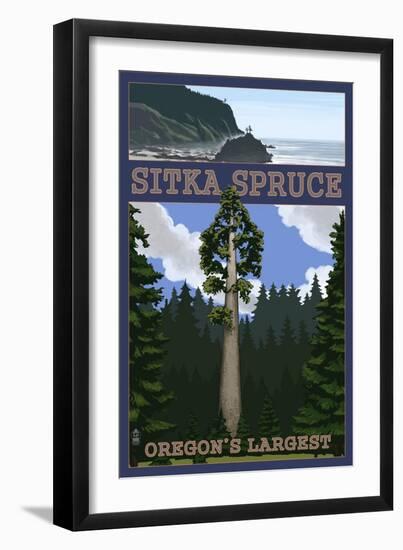 Sitka Spruce - Oregon's Largest - Oregon Coast-Lantern Press-Framed Art Print