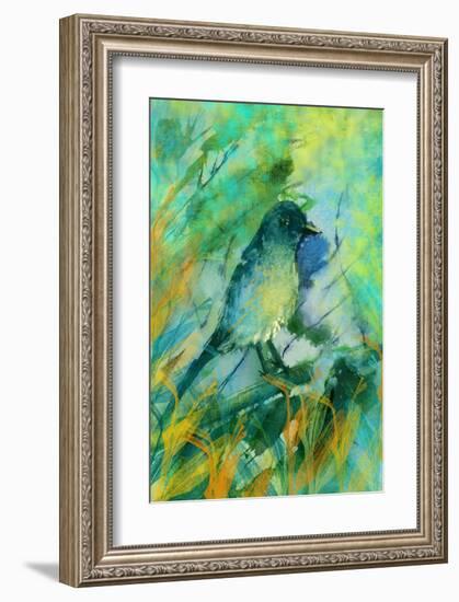 Sitting bird-Claire Westwood-Framed Art Print