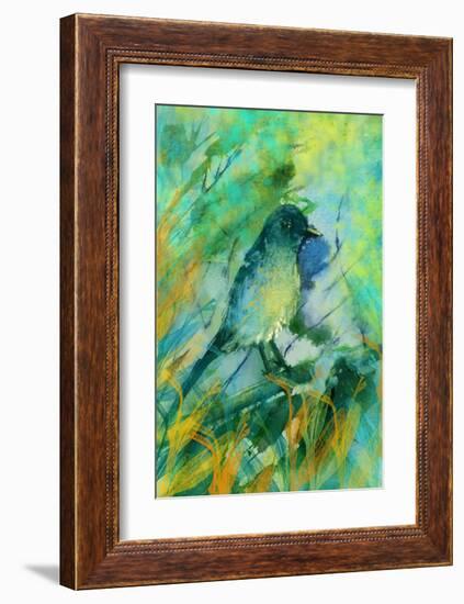 Sitting bird-Claire Westwood-Framed Art Print