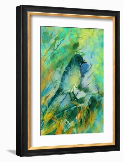 Sitting bird-Claire Westwood-Framed Art Print