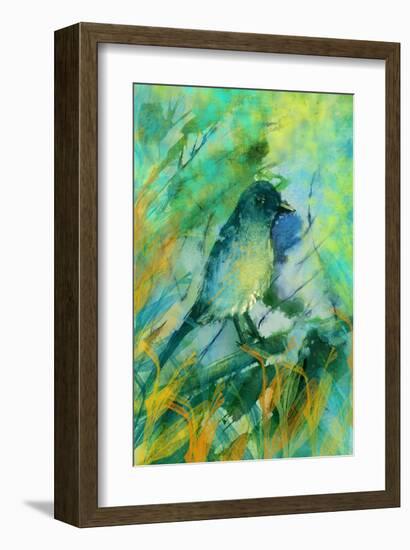 Sitting bird-Claire Westwood-Framed Art Print