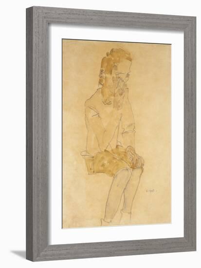 Sitting Boy, 1910-Egon Schiele-Framed Giclee Print