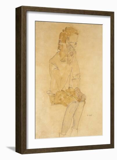 Sitting Boy, 1910-Egon Schiele-Framed Giclee Print