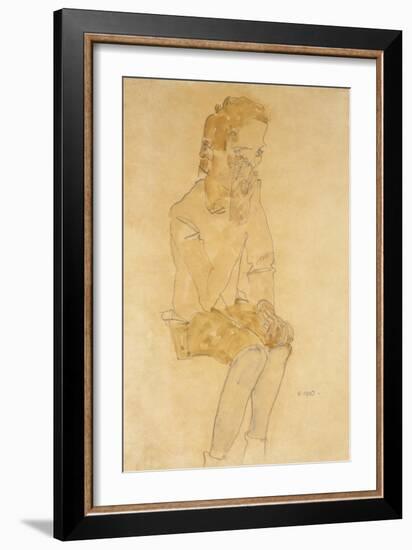 Sitting Boy, 1910-Egon Schiele-Framed Giclee Print