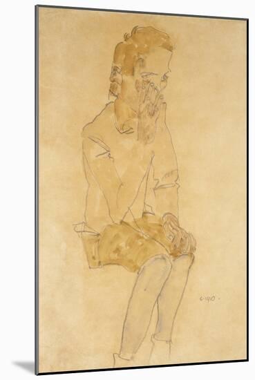 Sitting Boy, 1910-Egon Schiele-Mounted Giclee Print