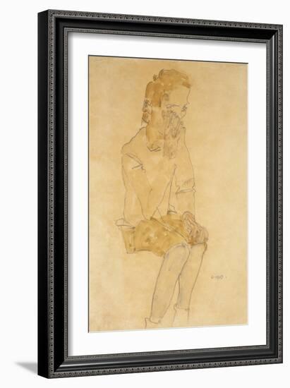 Sitting Boy, 1910-Egon Schiele-Framed Giclee Print