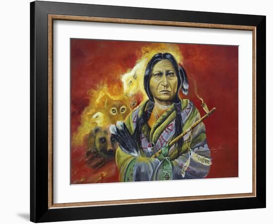 Sitting Bull Peace Pipe Visions-Sue Clyne-Framed Giclee Print