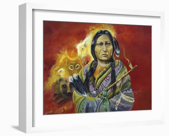 Sitting Bull Peace Pipe Visions-Sue Clyne-Framed Giclee Print