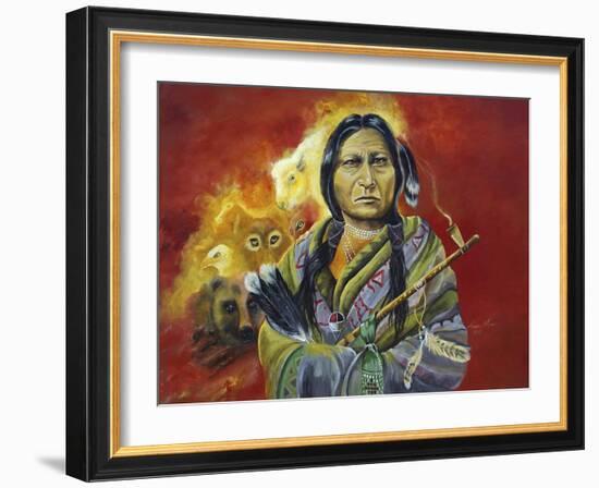 Sitting Bull Peace Pipe Visions-Sue Clyne-Framed Giclee Print