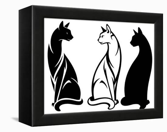 Sitting Cats-Cattallina-Framed Stretched Canvas