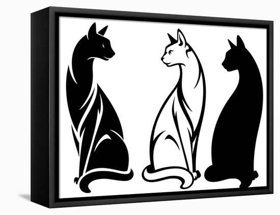 Sitting Cats-Cattallina-Framed Stretched Canvas