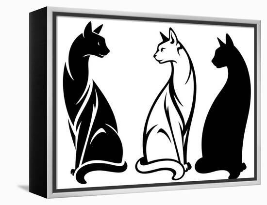 Sitting Cats-Cattallina-Framed Stretched Canvas