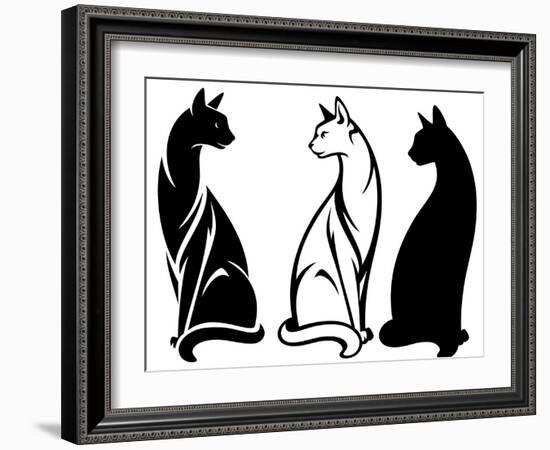 Sitting Cats-Cattallina-Framed Premium Giclee Print