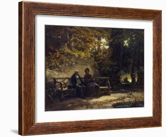 Sitting Couple on a Bench (Resting Promenaders), 1860-Carl Spitzweg-Framed Giclee Print