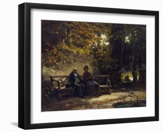 Sitting Couple on a Bench (Resting Promenaders), 1860-Carl Spitzweg-Framed Giclee Print