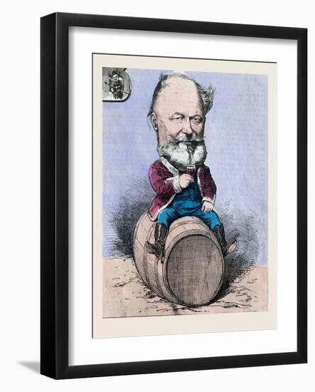 Sitting on a Barrel and Drinking a Glass of Wine-null-Framed Giclee Print