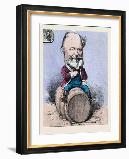 Sitting on a Barrel and Drinking a Glass of Wine-null-Framed Giclee Print