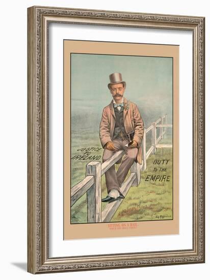 Sitting on a Rail-Tom Merry-Framed Art Print