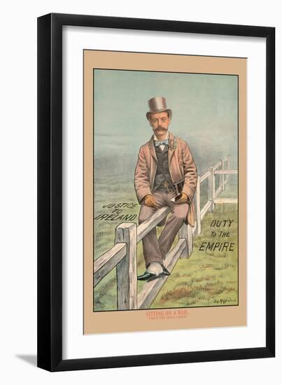 Sitting on a Rail-Tom Merry-Framed Art Print