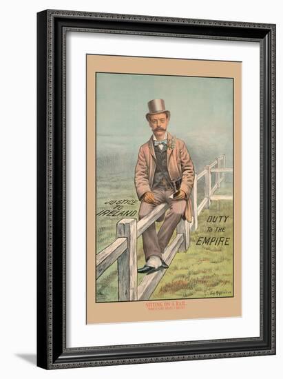 Sitting on a Rail-Tom Merry-Framed Art Print