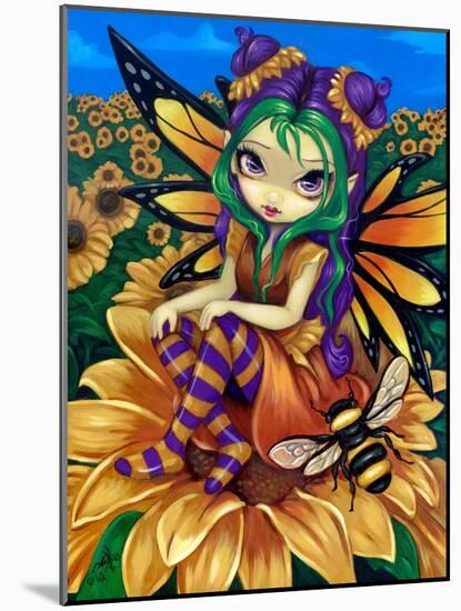 Sitting on a Sunflower-Jasmine Becket-Griffith-Mounted Art Print