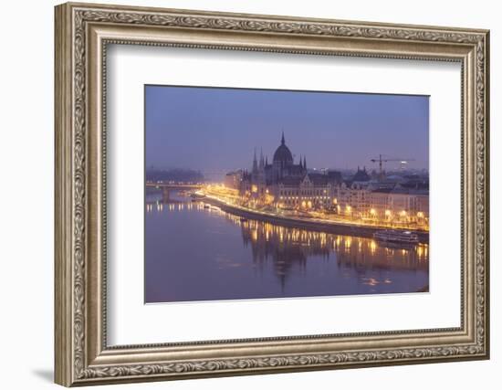 Sitting on the banks of the River Danube, the Hungarian Parliament Building, Budapest-Julian Elliott-Framed Photographic Print