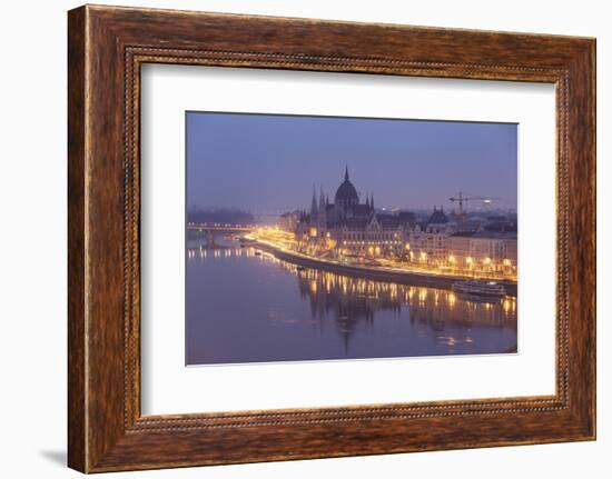 Sitting on the banks of the River Danube, the Hungarian Parliament Building, Budapest-Julian Elliott-Framed Photographic Print