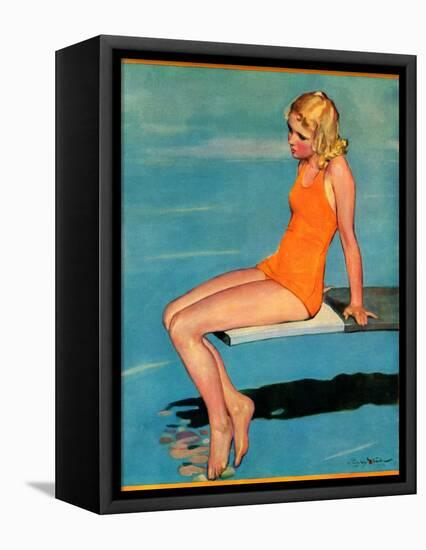 "Sitting on the Diving Board,"August 19, 1933-Penrhyn Stanlaws-Framed Premier Image Canvas